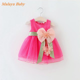 Malayu Baby 2017 New Girls Birthday Party Dresses baby girl's flowers Infant dress cute Children's dresses baby clothes
