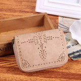 MAKORSTER Hollow Out Flower pattern Retro Wallet Female Purse Leather Bag Women wallets and purses Vintage Short Wallets MK149
