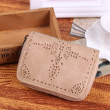 MAKORSTER Hollow Out Flower pattern Retro Wallet Female Purse Leather Bag Women wallets and purses Vintage Short Wallets MK149