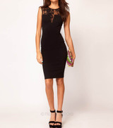 MAKIYO Summer 2016 Hot Sleeveless Patchwork Lace Pencil Dress for Women Elegant OL Above Knee Mini Bodycon Dress Lady