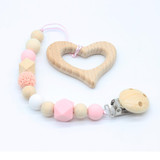 Make Soother Clips Baby Dummy Clips Baby Teething Toys heart Shaped Baby Shower Gifts Wood Toy Car Hanging
