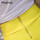 Magiray High Waist Elastic Pencil Skirt Female Bodycon Skirts Womens Summer 2017 Knee Length Back Split Ladies Office Saia C571