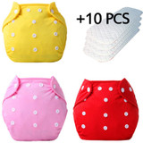 3+10 pcs Baby newborn diapers Reusable nappies Training pant Adjustable size Children Washable diapers inserts 3 Layers