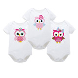 3 Pieces/lot Fantasia Baby Bodysuit Animal Owl Infant Jumpsuit Overall Short Sleeve Body Suit Baby Clothing Set Summer Cotton