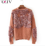 RZIV 2017 Autumn and winter women sweater and pullovers leisure female flowers embroidered patch knitted sweater RZIV 2017 Autumn and winter women sweater and pullovers leisure female flowers embroidered patch knitted sweater
