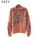 RZIV 2017 Autumn and winter women sweater and pullovers leisure female flowers embroidered patch knitted sweater RZIV 2017 Autumn and winter women sweater and pullovers leisure female flowers embroidered patch knitted sweater
