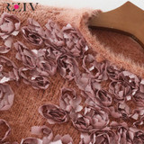 RZIV 2017 Autumn and winter women sweater and pullovers leisure female flowers embroidered patch knitted sweater RZIV 2017 Autumn and winter women sweater and pullovers leisure female flowers embroidered patch knitted sweater