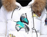 RYTISLO 2016 Winter Jacket Coat Women's Parkas Fashion Embroidery Large Fur Collar Hooded Women Outwear Clothing
