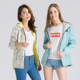 Ryanzhan 2017 Spring Autumn Fashion Women Jacket Coat Pocket Zipper Hooded Two Side Wear Cartoon Print Outwear Loose Plus Size