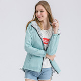 Ryanzhan 2017 Spring Autumn Fashion Women Jacket Coat Pocket Zipper Hooded Two Side Wear Cartoon Print Outwear Loose Plus Size