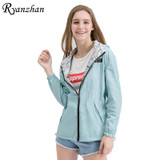 Ryanzhan 2017 Spring Autumn Fashion Women Jacket Coat Pocket Zipper Hooded Two Side Wear Cartoon Print Outwear Loose Plus Size