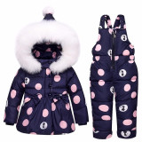 Russian Winter Jacket Duck Down Coat Toddler Girls Boys Snowsuit Clothing Sets Thick Coat+Bib Pants Thickening Warm Outerwear