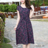 Runway 2017 women summer dress casual women clothing loose print cotton vestidos floral long dresses vintage plus size  5XL