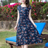 Runway 2017 women summer dress casual women clothing loose print cotton vestidos floral long dresses vintage plus size  5XL