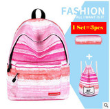 RUNNINGTIGER 3pcs Sets Girls School Bags Women Printing Backpack School Bags For Teenage Girls Shoulder Drawstring Bags