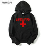 RUMEIAI 2017 autumn winter Men Hoodie Sweatshirt Fashion Print Lifeguard Hoodies Mens Casual Pullover Red Life Guard Hoodies