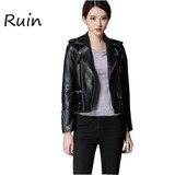 Ruin 2017 New Design Spring Autumn PU Leather Jacket Faux Soft Leather Coat Slim Black Rivet Zipper Motorcycle Jackets