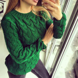 RUGOD Women 2017 Spring Twisted Knitted Sweaters and Pullovers Autumn Winter Loose Knitwear O Neck Long Sleeve Sweter mujer