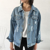 Rugod Women Basic Coats Autumn And Winter Women Denim Jacket Vintage Long Sleeve Loose Female Jeans Coat Casual Girls Outwear