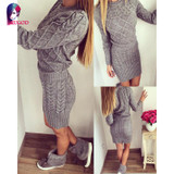 Rugod New Patterned Women Sweater Dresses 2018 Winter Knitted Dress Female Thick High Elastic Warm Slim Bodycon Dress Vestidos