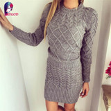 Rugod New Patterned Women Sweater Dresses 2018 Winter Knitted Dress Female Thick High Elastic Warm Slim Bodycon Dress Vestidos
