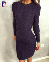 Rugod New Patterned Women Sweater Dresses 2018 Winter Knitted Dress Female Thick High Elastic Warm Slim Bodycon Dress Vestidos