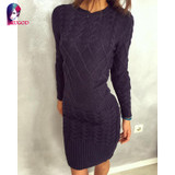 Rugod New Patterned Women Sweater Dresses 2018 Winter Knitted Dress Female Thick High Elastic Warm Slim Bodycon Dress Vestidos