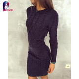 Rugod New Patterned Women Sweater Dresses 2018 Winter Knitted Dress Female Thick High Elastic Warm Slim Bodycon Dress Vestidos