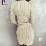 Rugod Hot Spring Dress 2018 Women Sweater Warm Dresses Women Clothes Ladies Long Sleeve Bodycon Dress Casual Knitted Dress