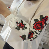 RUGOD 2018 Spring Shirts Women Turn-Down Long Sleeve Flower Embroidery Single-Breasted Blouses Lady Fashion Loose Tops Blusas