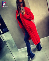 RUGOD 2018 Spring Autumn Knitted Crochet Sweater for Women Long Twisted Cardigan Dress Female Open Stitch Cardigan Coat Women