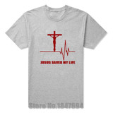 New Jesus Saved My Life T Shirt Savior God Religion Prayer Faith Christian Tshirts Cotton Short Sleeve T-shirts