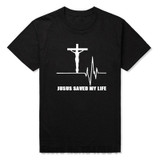 New Jesus Saved My Life T Shirt Savior God Religion Prayer Faith Christian Tshirts Cotton Short Sleeve T-shirts