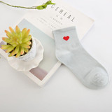 New Japanese Kawaii Embroidery White Short Socks Cute Women Heart Shaped Envelope Patterned Cotton meias feminina
