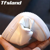 New Girls Boys Breathable White Shoes Children Leather Sports Shoes High Leisure Antislip Soft Bottom Flat Basket Kids' Sneakers