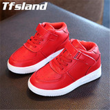 New Girls Boys Breathable White Shoes Children Leather Sports Shoes High Leisure Antislip Soft Bottom Flat Basket Kids' Sneakers