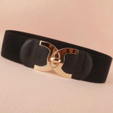 New free shipping stretch wide waist fashion gold large buckle belt girdle female Body sculpting cummerbund elastic solid women