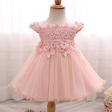 New Flowers Pearls Baby Girls Party Dress Toddler Girl Birthday Dress Kids Princess Wedding tutu Dress Baby Christening Clothing