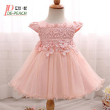 New Flowers Pearls Baby Girls Party Dress Toddler Girl Birthday Dress Kids Princess Wedding tutu Dress Baby Christening Clothing