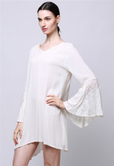 New Flare Sleeve Bottoming lace Dress Women Summer Dress Sexy Party vestidos Plus Size Female Maxi Clothing vintage boho dresses