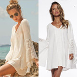 New Flare Sleeve Bottoming lace Dress Women Summer Dress Sexy Party vestidos Plus Size Female Maxi Clothing vintage boho dresses