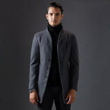New Long Single Breasted Mens Stand Collar Wool Coat Thick Quality Elegant Men Winter Classic Wool Coats