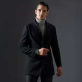 New Long Single Breasted Mens Stand Collar Wool Coat Thick Quality Elegant Men Winter Classic Wool Coats