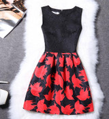 New Ladies Party Dress Women Summer Office Ladies O Neck Jacquard Print Vintage Ball Gown Slim Vest Dresses Vestidos Clothes