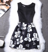 New Ladies Party Dress Women Summer Office Ladies O Neck Jacquard Print Vintage Ball Gown Slim Vest Dresses Vestidos Clothes