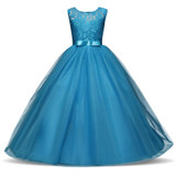 New Lace Flower Girl Wedding Birthday Dress Children Graduation Prom Gown Tulle Kids Party Costume Teenage Girl Ceremony Clothes