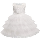 New Lace Flower Princess Girl Tutu Dress for First Holy Communion Wedding Pageant Party Formal Gown Children Prom Dresses