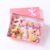 New Korean Children's Hair Accessories Headwear Set 10Pcs / Lot Girls Princess Bow Rabbit Ears Hair Clip Gift Box Set Headdress