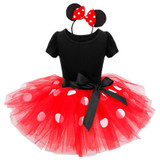 New kids dress minnie mesh princess party costume infant clothing Polka dot baby clothes birthday girls tutu dresses Headband