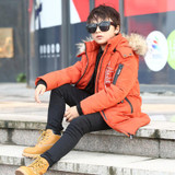 New Kids Boy Children Down Jackets Long Thicken Warm Winter Jacket Big Fur Collar Hooded Jacket Coat